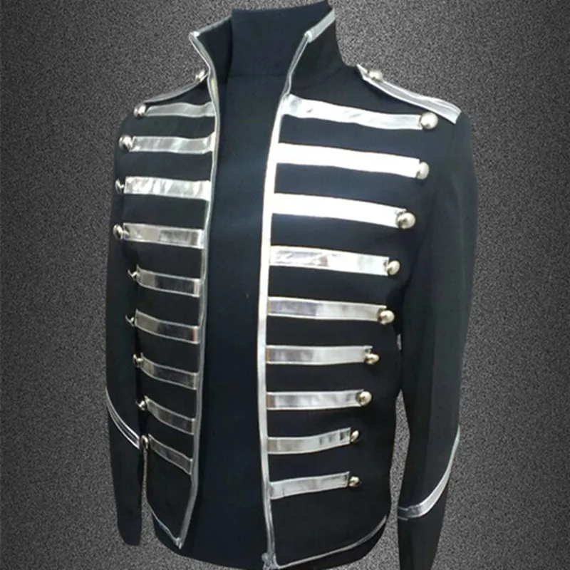 Men Black Jacket Outwear Coat For Singer Dancer Performance Nightclub Bar Groom Fashion Prom Golden Blazer Costume