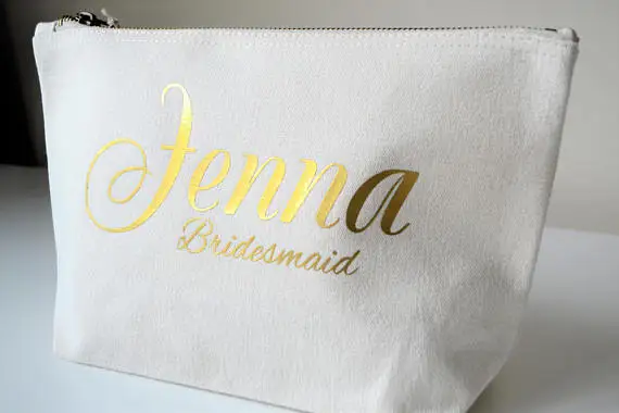 personalized text name wedding birthday gifts bride bridesmaid Make Up makeup comestic vanity Bags toiletry zippergifts