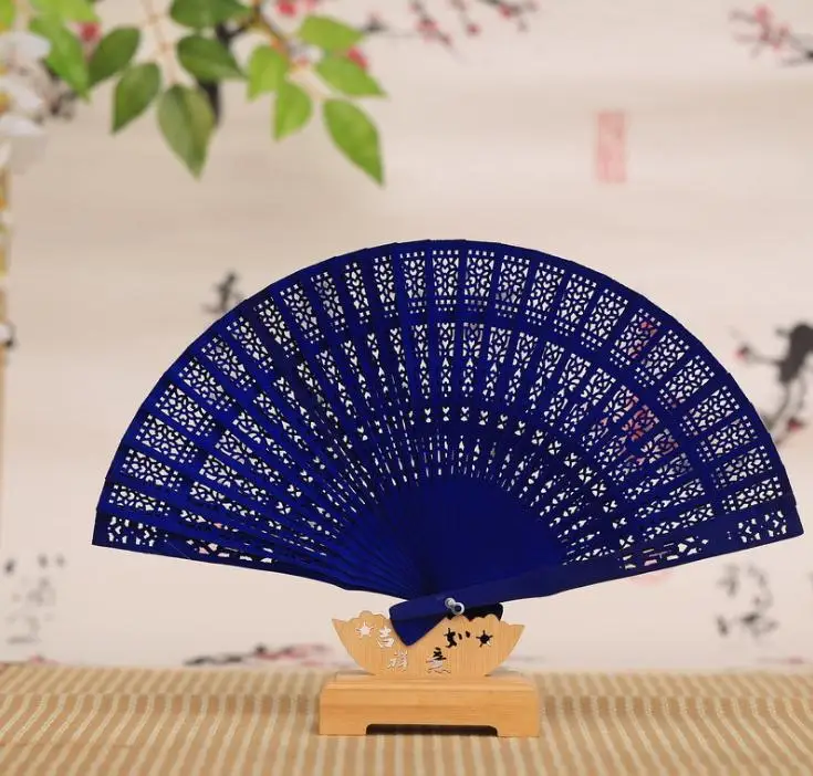 (300 pieces/lot) New wedding fans Chinese solid color sandalwood fans Fancy party favors 8 inches 7 colors available SN399