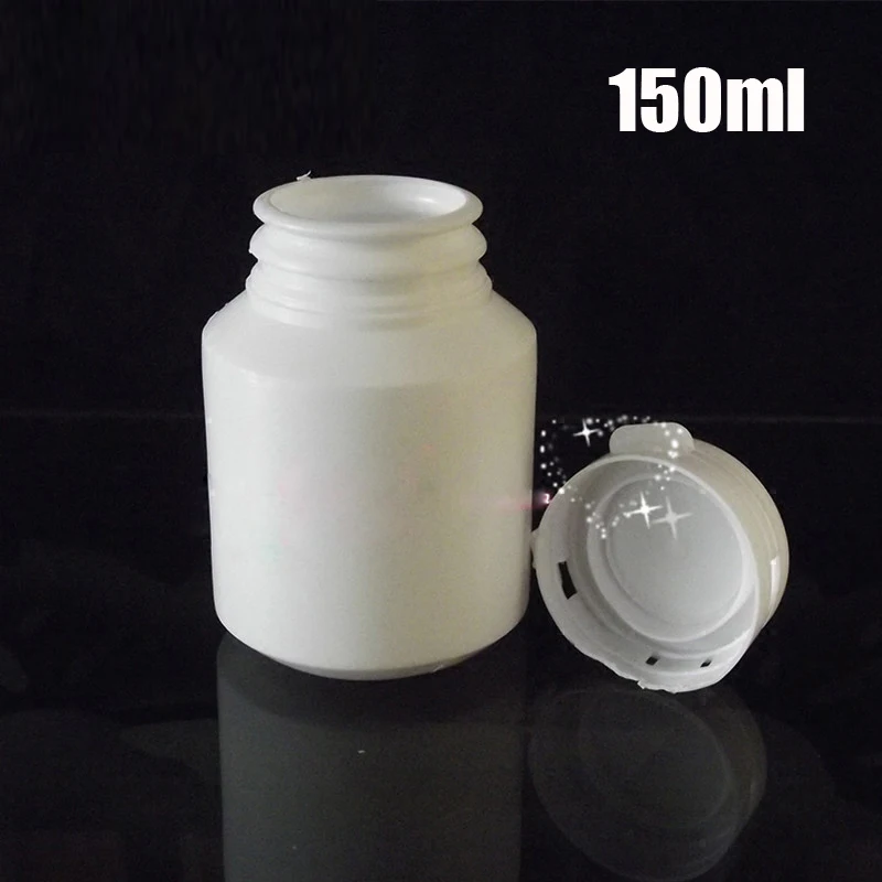 100pcs 150ml White Round HDPE Xylitol/Gum/Pills/Powder/Capsule Bottles, Plastic Solid Containers with Tearing Cap