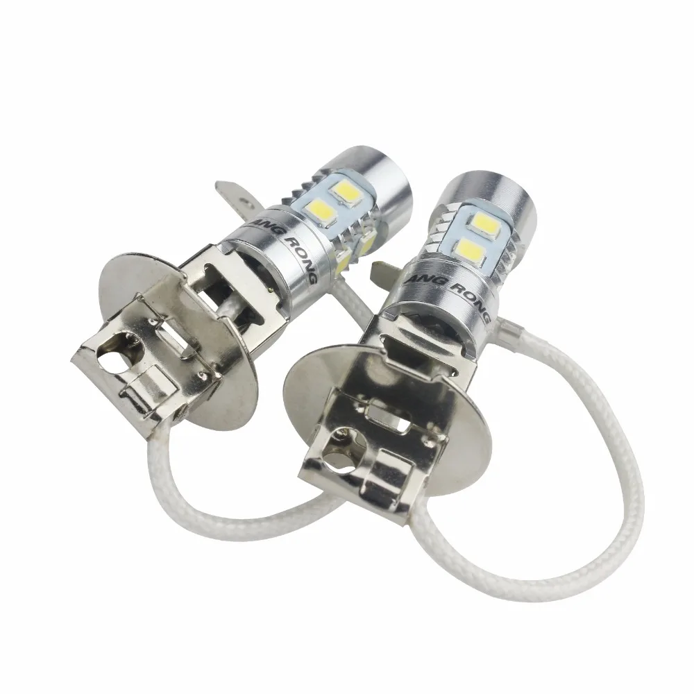 ANGRONG 2 uds 6000K H3 453 10 SMD 2835 LED luz antiniebla lámpara de circulación diurna DRL proyector (CA305)