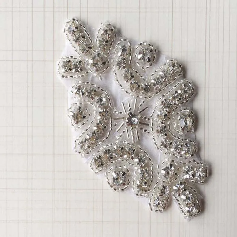 

Free Shipping 20pcs/lot 3.7" Rhinestone Applique Embroidery Patch Wedding Bridal DIY Accessories Rhinestone Patch LSAP010