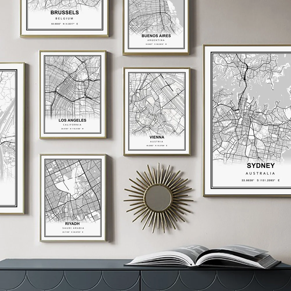 Dublin Paris London New York Bordeaux City Map Print Nordic Posters Wall Art Canvas Painting Wall Pictures For Living Room Decor