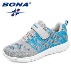 BONA nuovo arrivo stile popolare bambini scarpe Casual scarpe da ginnastica in rete ragazzi e ragazze scarpe da corsa piatte per bambini leggero veloce spedizione gratuita