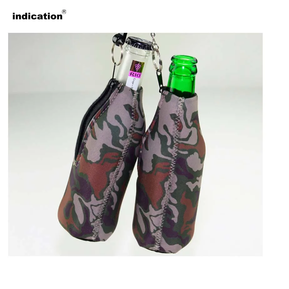 Camouflage Pattern Beer Bottle Holders  With Zipper Neoprene Drink Sleeve Can Or Bottle Holders For Beer Cover 100pcs/lot