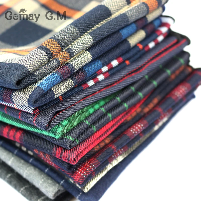 High Quality Cotton Mens Pocket Square Adult Plaid Hankerchief Scarves Vintage Hankies Men\'s Hanky Square Handkerchiefs