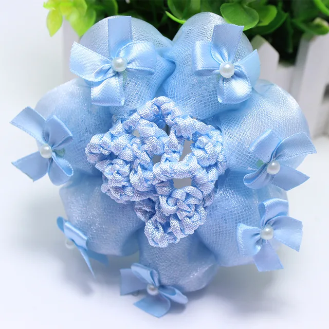 SWINATE moda kobiety dziewczęta Bowknot imitacja perły taniec siatka na włosy kokki do włosów wiele kolorów elastyczna lina kok do włosów imprezowe siatki na włosy