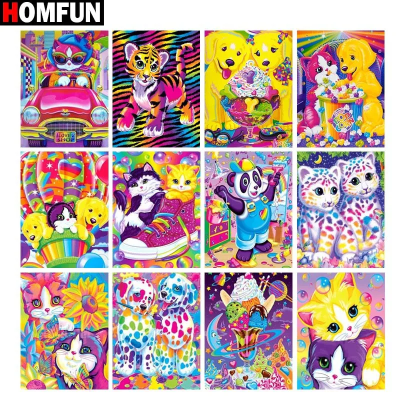 

HOMFUN Full Square/Round Drill 5D DIY Diamond Painting "cartoon animals" 3D Diamond Embroidery Cross Stitch Home Decor Gift