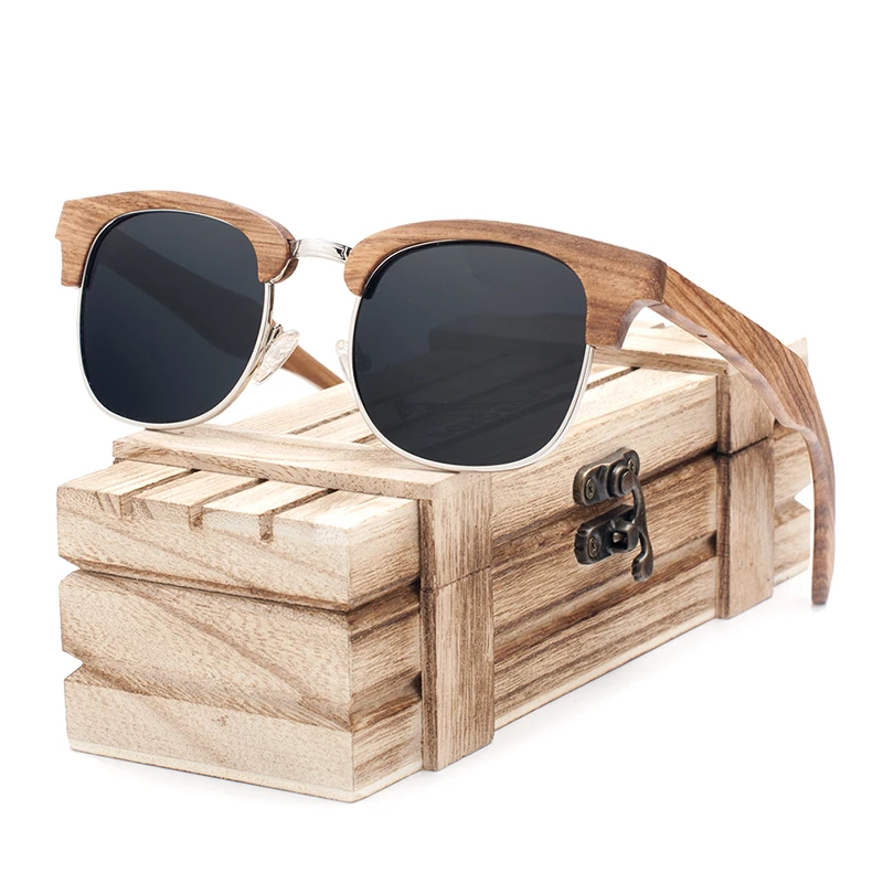 BOBO BIRD Brand Zebra-stripe Sunglasses Women Handmade Enclosure Design Unisex Luxury Wood Sun Glasses Dropshipping