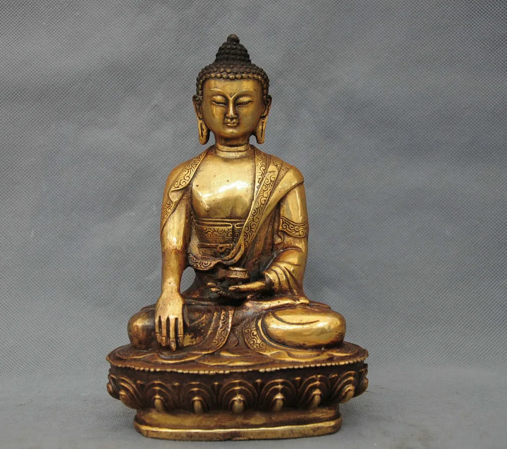 

8"Chinese tibetan buddhism bronze sakyamuni Buddha Sit apothecar Amitabha statue