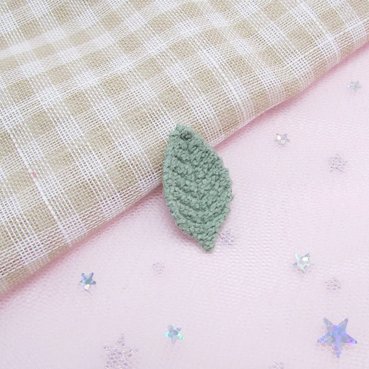 80 Stück 2,8x1,6cm Häkelblatt-Polsterapplikationen, künstliche Patches für DIY-Bastelarbeiten, Haarspangen-Dekoration – Detail 2