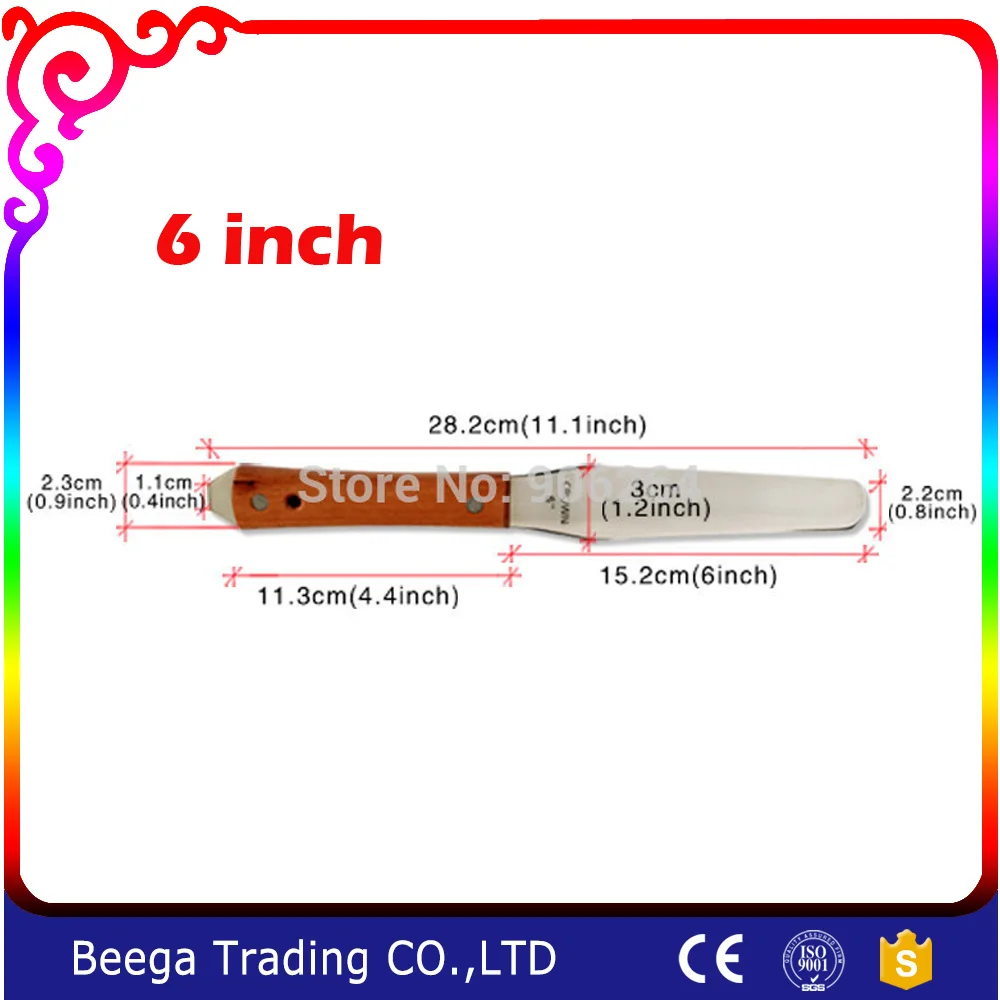 

6-дюймовые стальные шпатели для чернил или деревянной ручки торта с бесплатной оплатой
