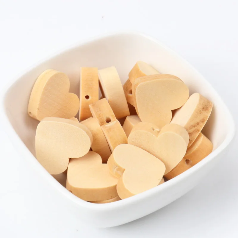 Natural Wooden Heart Wooden Spacer Beads For Jewelry making DIY kids 20mm 20pcs MT1481