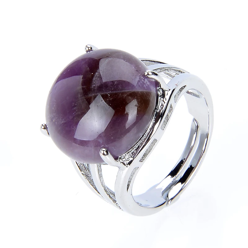 Hollow Full Ring Natural Stone Finger Rings Amethysts Lapis Lazuli Opal Pink Quartzs Party Mid Wedding Rings Women Jewelry
