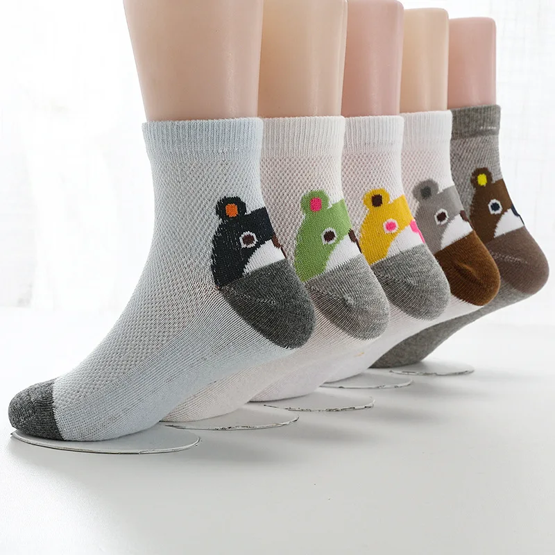 

2019 New Spring Summer Children Socks Mesh Style Cotton Cartoon Boy Girls Socks 3-15 Year Kids Socks For Boys 5 pairs