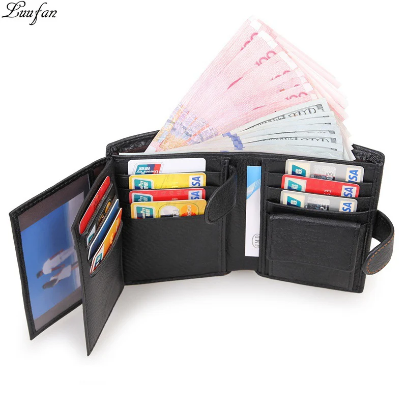 

Vintage Men Wallet Genuine cow Leather Short RFID Wallets Male Multifunctional Cowhide Purse Coin Pocket Driver License Holder