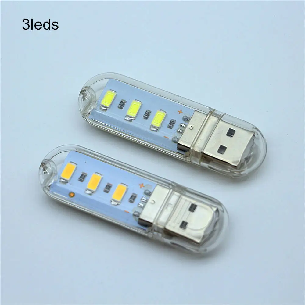 Portable Keychain Mini USB light 3 LEDs Night Light 5730 SMD Reading Led Lamp Book Bulb For Notebook Power Bank Computer Laptop