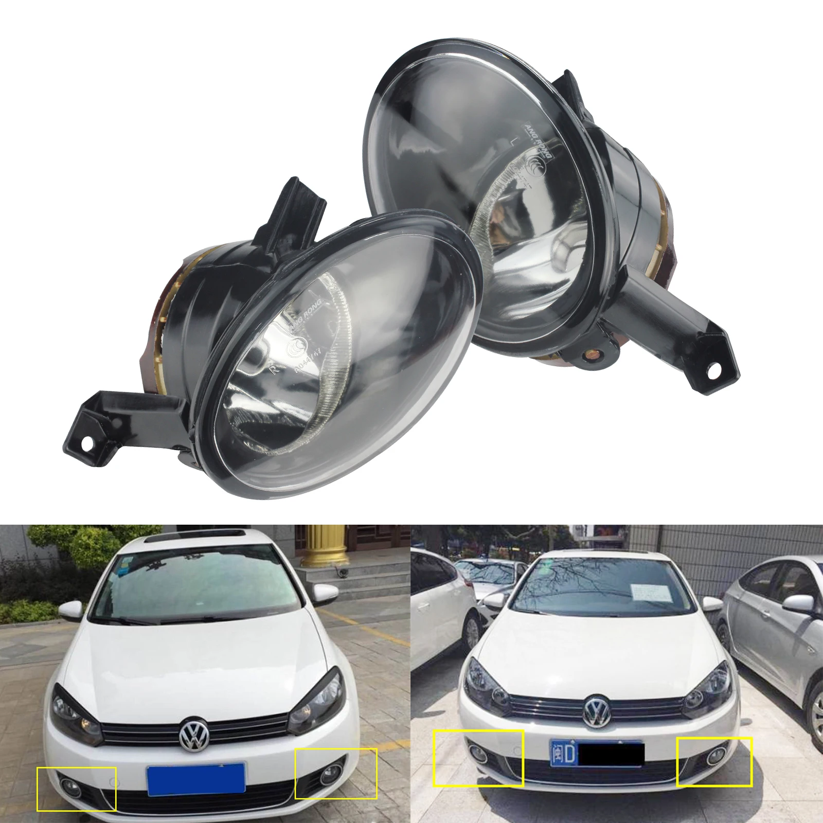 ANGRONG 2x Front Fog Light Lamps OEM Replacement Left & Right No Bulb For VW Golf MK6 6 Plus