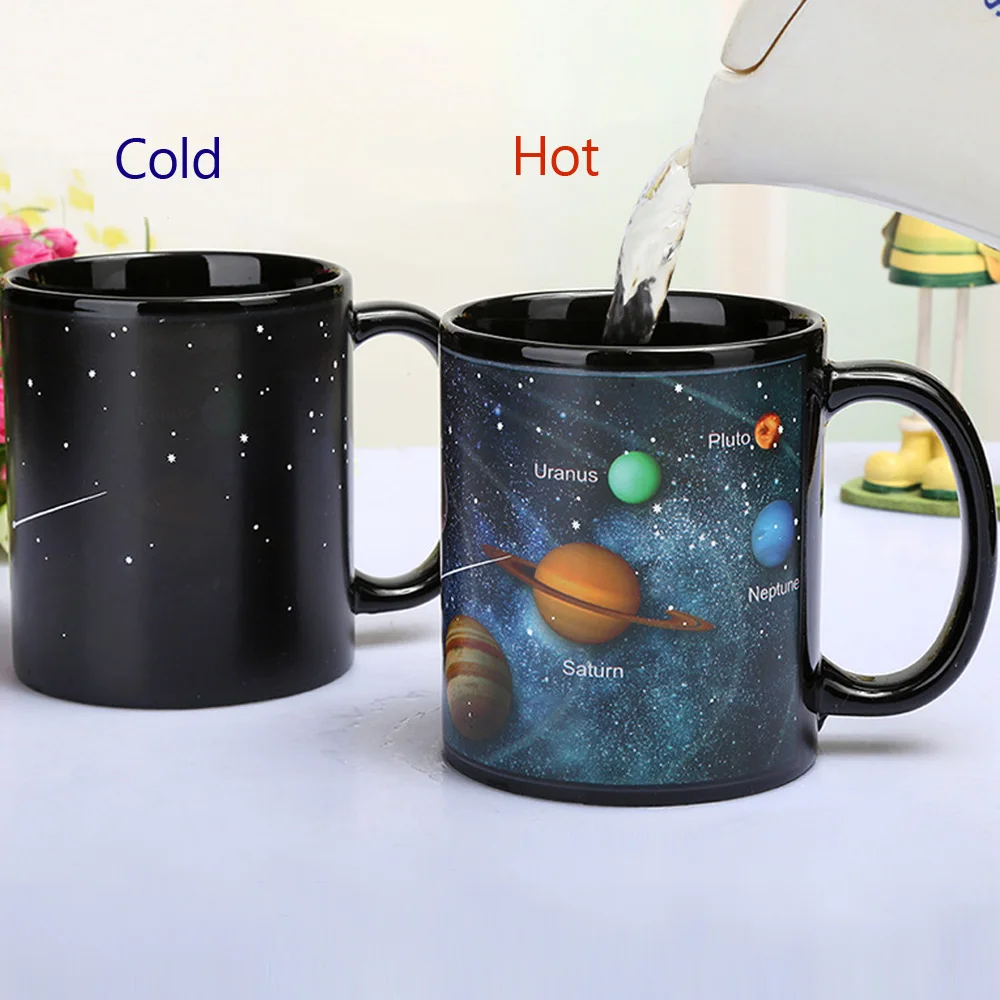 Ceramic Color Changing Coffee Mug, Heat Sensitive Tea Cup, Magic Mug, Support Solar System, New Arrival,330ml