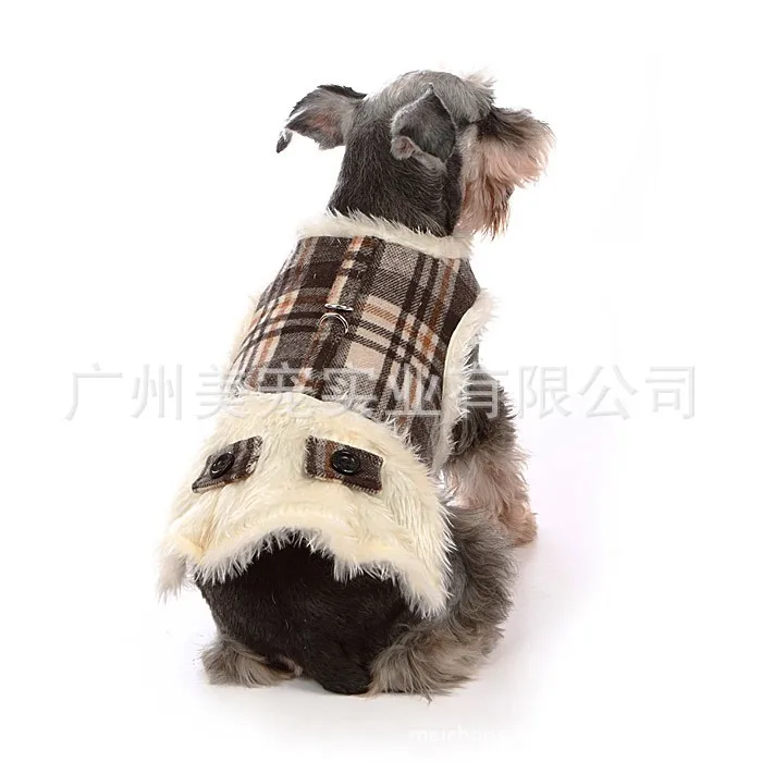 Pet Dog Clothes Warm Thicken Autumn Winter Dog Harness Vest Grid Coat Jacket Pet Clothing For Small puppy Dogs Costume Skirts