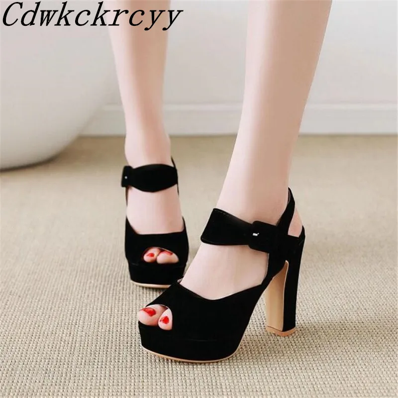 Women sandals Summer New pattern fashion Simplicity Super high heel Fish mouth Women sandals black sexy Waterproof Sandals 34-43