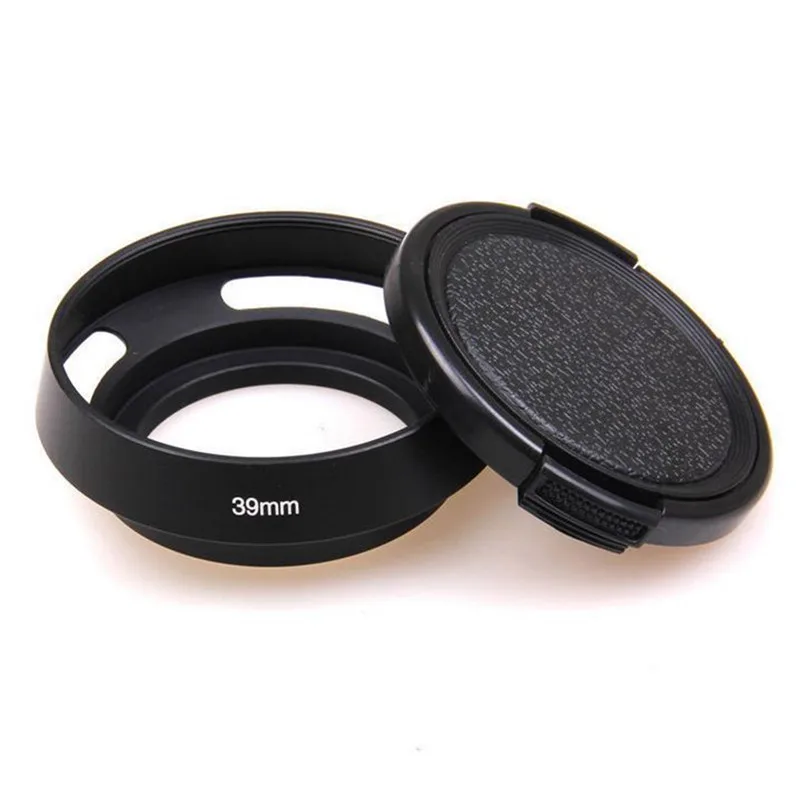 37 39 43 46 49 52mm 37mm to 77mm metal tilted vented Lens Hood Shade + Lens cap for Leica M Contax Fuji Olympus Nikon Canon Sony