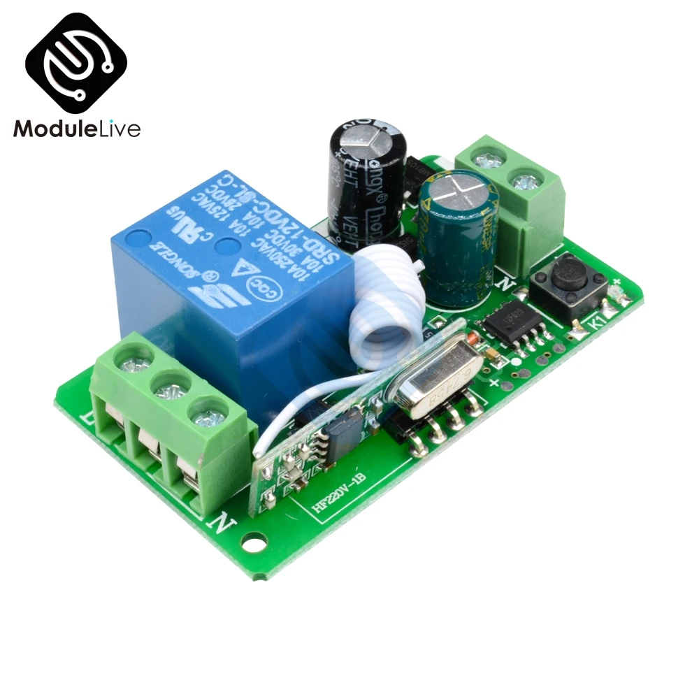 315MHZ 433MHz DC 12V 220V 10A 1CH 1 Way Ch Channel Wireless RF Remote Control Board Transmitter Receiver Relay Switch Module