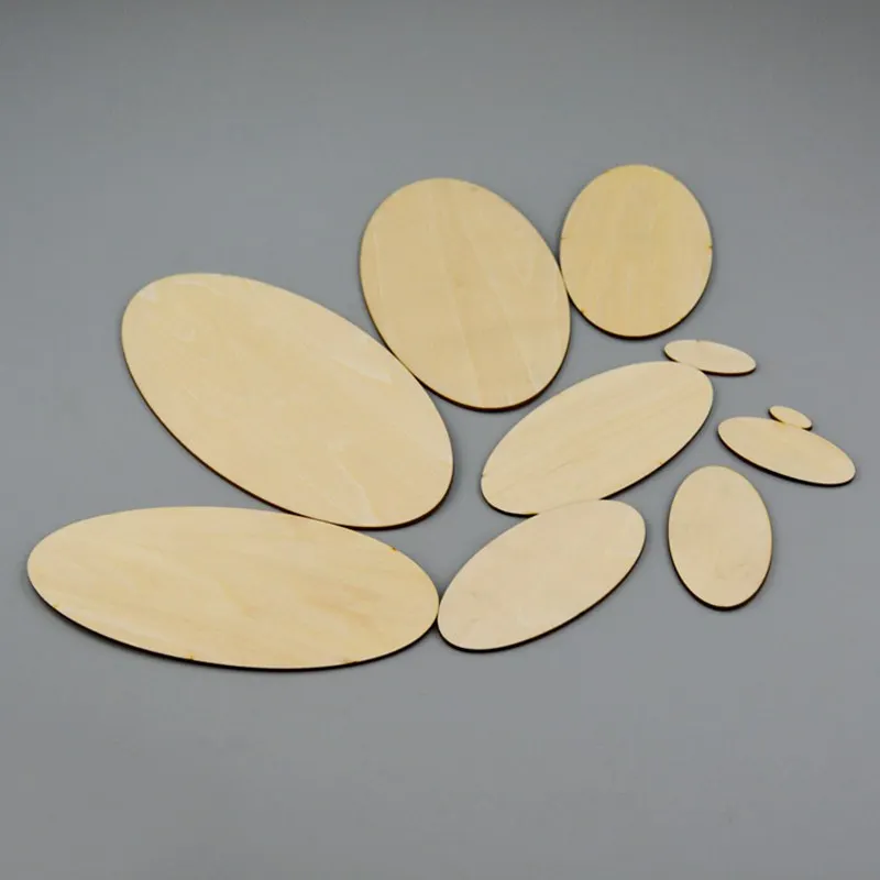 Blank Unfinished Wooden Oval Crafts Supplies, Laser Cut Rustic Wood, Wedding Rings, Ornaments, 10-300mm