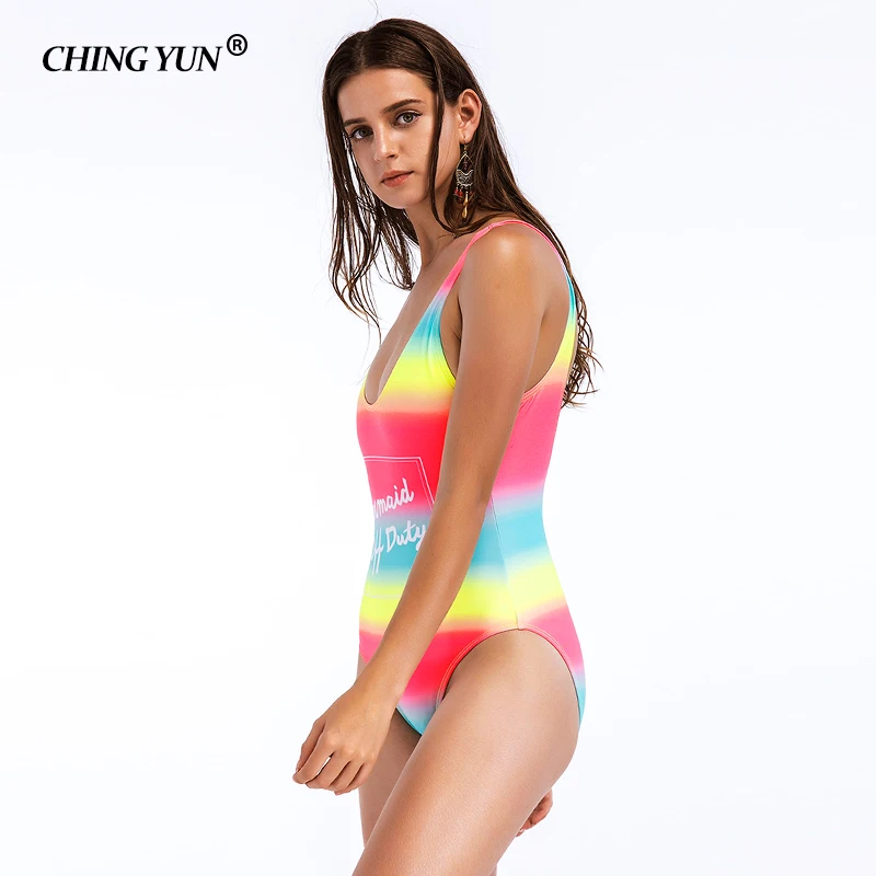 CHING YUN 2019 Neue Sport Sexy Bademode Frauen Badeanzug Weiche Tasse Mesh Solide Patchwork Streifen Schwimmen Anzug U-Förmigen zurück Badeanzug