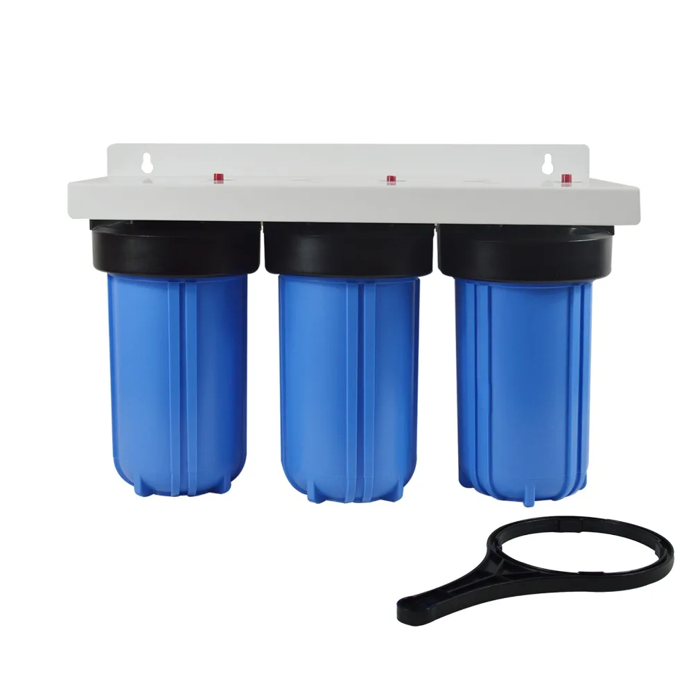 

Whole House 3-Stage Big Blue Water Filter System with 4.5"X10" Sediment, Activated Carbon and Carbon Block Replacement Filters