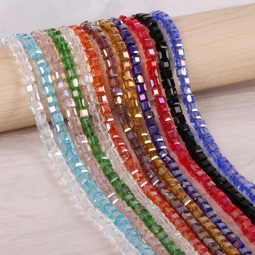 2/3/4/6/8mm Square Facet Rondelle Glass Beads Jewelry Making DIY Crystal Spacer Beads For Bracelets Mix Loose Bead Wholesale