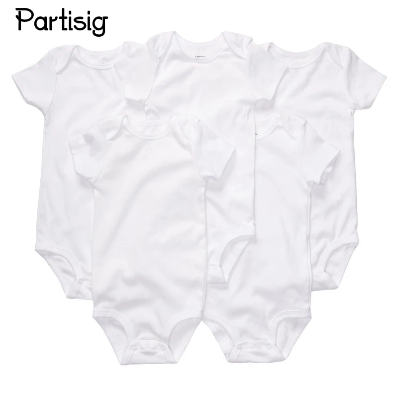 

Baby Clothes Plain White Short Sleeve Cotton Rompers Summer Clothing For Newborns Infantil Overall