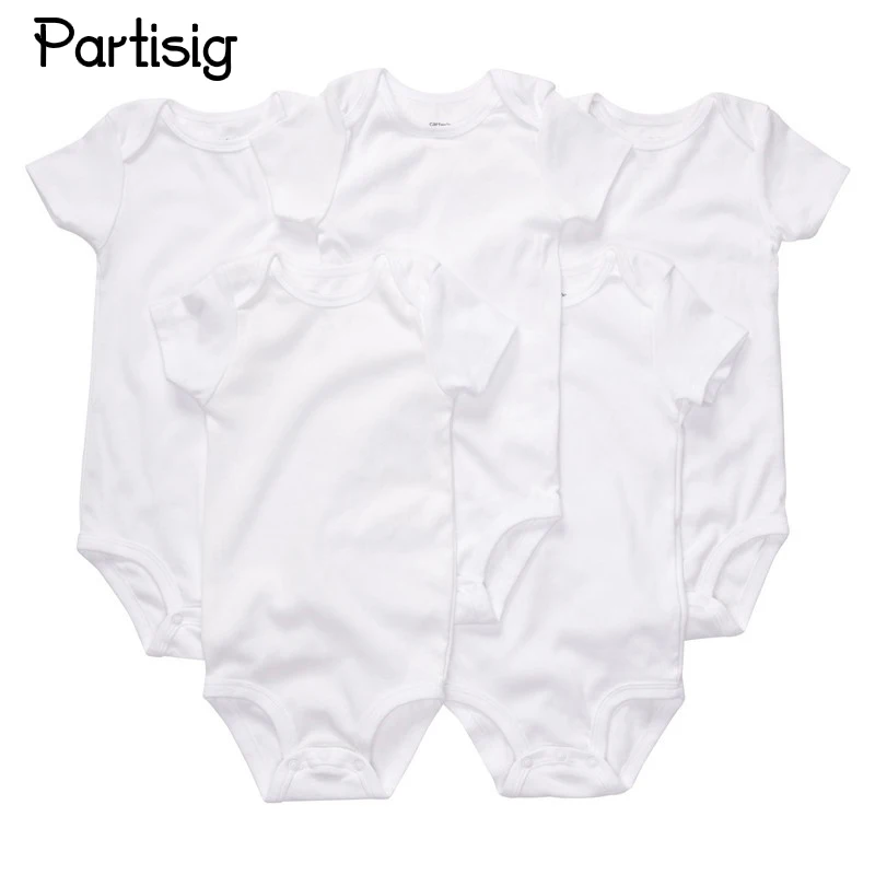 Baby Clothes Plain White Short Sleeve Cotton Rompers Summer Clothing For Newborns Infantil Overall