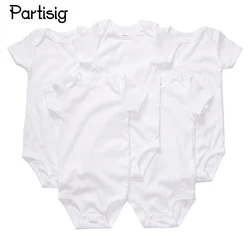 Baby Clothes Plain White Short Sleeve Cotton Rompers Summer Clothing For Newborns Infantil Overall