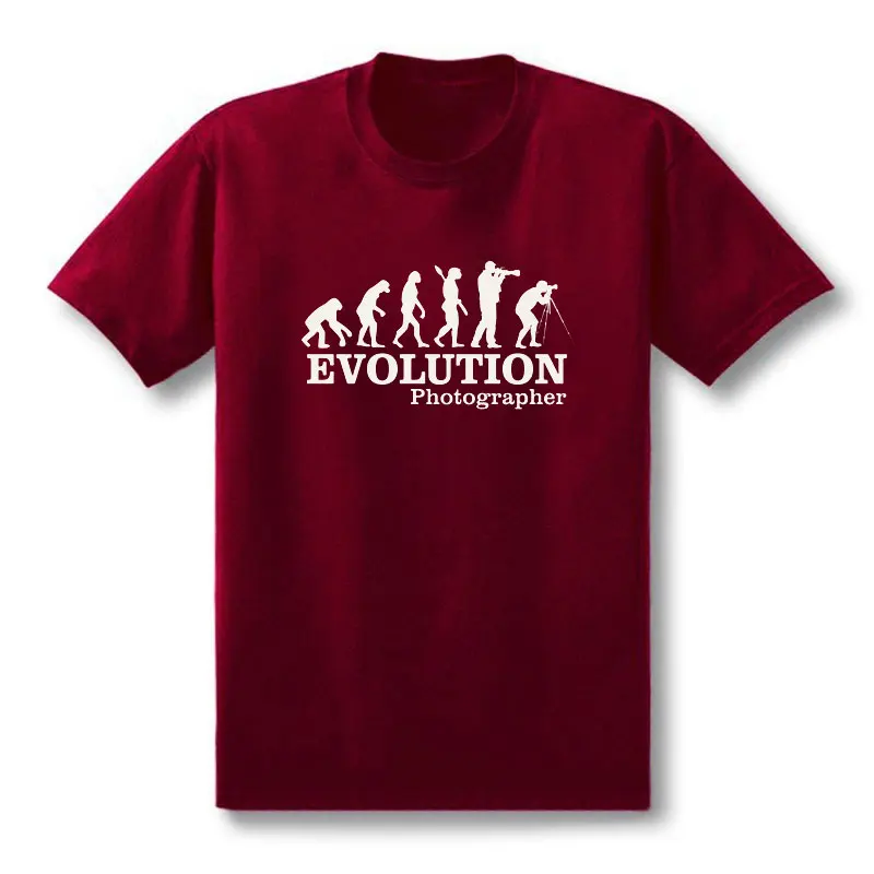 New Summer Photographer Evolution Men T-shirt Funny Cameraman Men Cotton Short Sleeve T Shirts Photography Tees