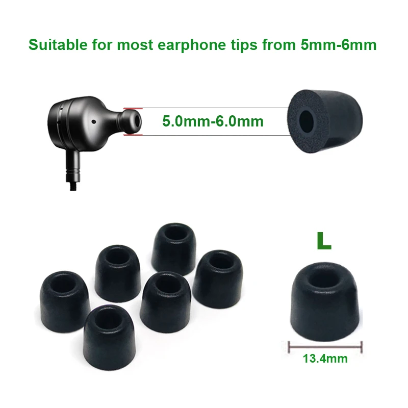 1Pair T500 Memory Foam Ear Tips 4.9mm (L M S) Caliber Ear Pads Eartips For In-ear Headphones 4.9mm-6.0mm Tips Sponge Ear Cotton