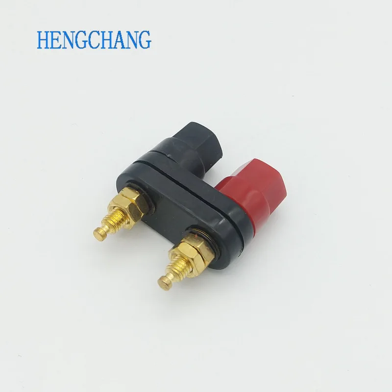 Banana socket Couple Terminals Dual Output 4mm Banana Socket Double Hexagon Binding Post Red Black Connector 1Pcs