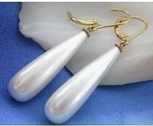 

Lovely Fine White Shell Pearl Long Teardrop Earring Ohrringe Sterling Word Watch Wholesale [1 Pair