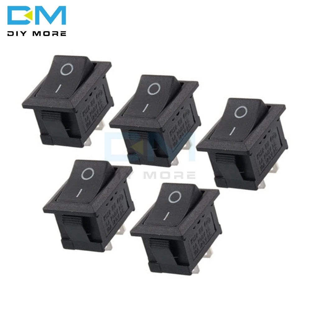 5PCS 2Pin Snap-in ON/OFF KCD1-101 Car Boat Round Rocker Toggle SPST Switch 125V 6A Boatlike Switch For Car Brass and Plastic