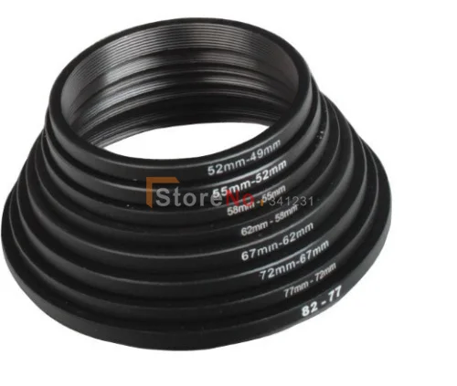 Hot Sale 8Pcs 82 77 72 67 62 58 55 52 49 mm Camera Step Down Lens Filter Ring Adapter Kit Set For  DSLR Camera