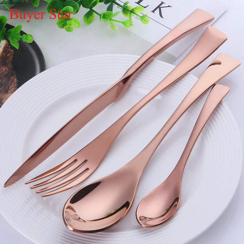 

24Pcs/lot dining ware Stainless Steel Spoons sets Western Food Tableware Fork Steak Knife Cutlery Set MetalKitchen Dinnerware