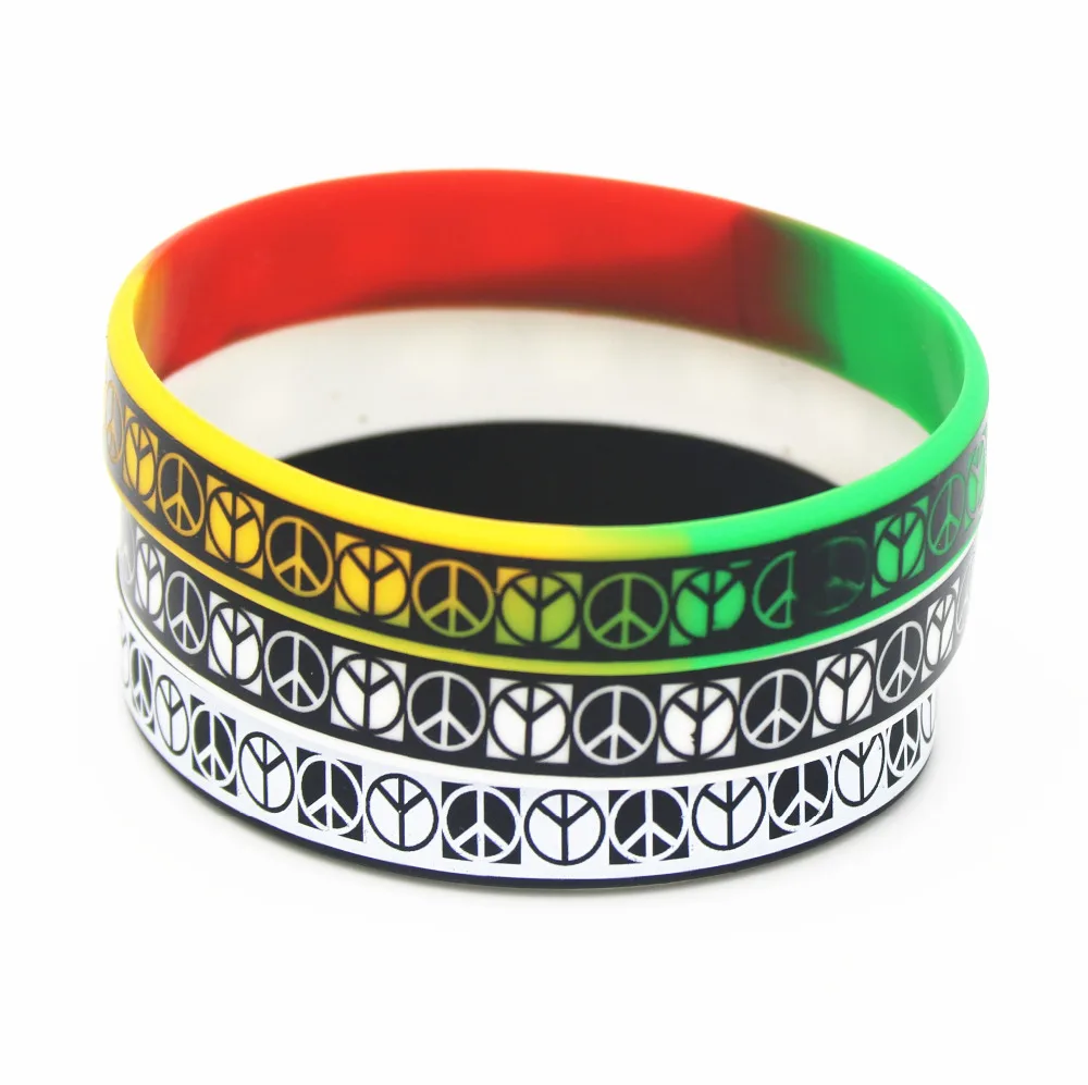 1PC Fashion Jewelry Punk Rock Silicone Wristband Black White Color Sports Bracelets&Bangles Rubber Charm for Adults Gifts SH129