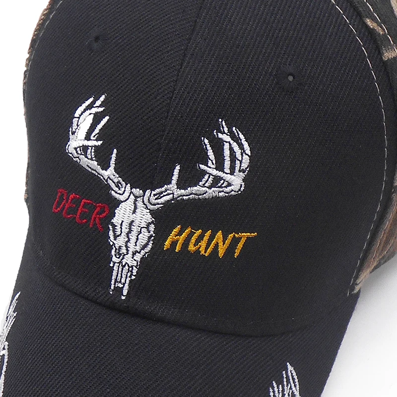 Luxury Black Embroidered Male Deer Brand Caps Cool Camo Hunting Baseball Cap Men Jungle Camouflage Snapback Caps