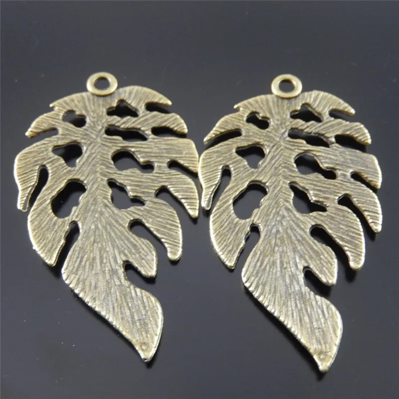 10pcs/lot Necklace pendant Charms Retro Style Bronze Tone Alloy Leaf Pendant Leaves Charm Jewelry Accessories  42*26mm AU32449