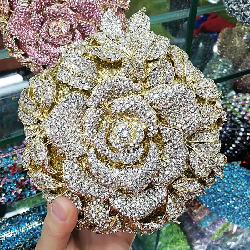 

Newest Designer Flower Shape Party banquet Purse Women Rhinestone Evening Bag Wedding Chain Clutch Bag SC628