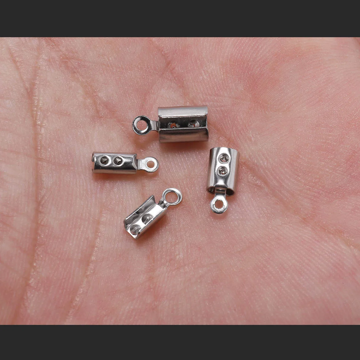 50pcs 1-5mm Stainless Steel leather Cord Crimp Beads End Caps Fastener Bracelet Necklace Connectors For Jewelry Making Supplies
