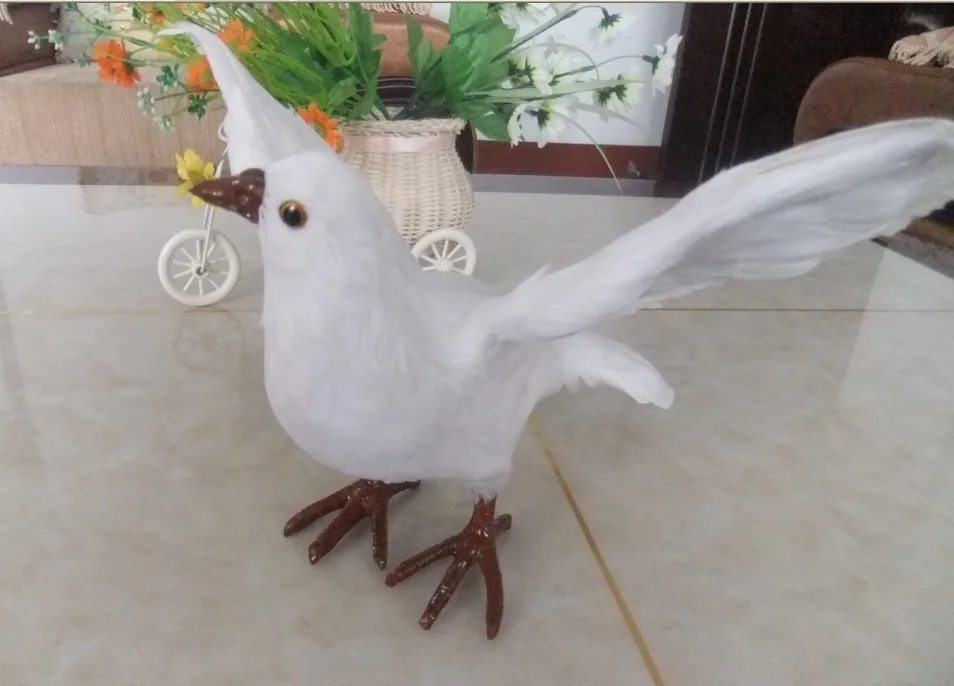 new simulation pigeons toy white flying lifelike handicraft bird about 30x16x18cm