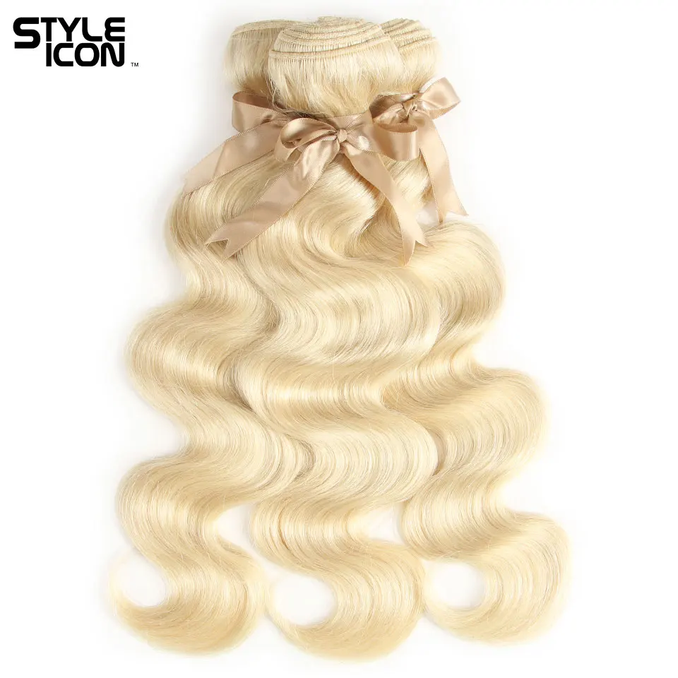 Styleicon Body Wave Blonde 613 Hair with Closure Brazilian Blonde Remy Hair with Closure Honey Blonde Hair Weave with Closure