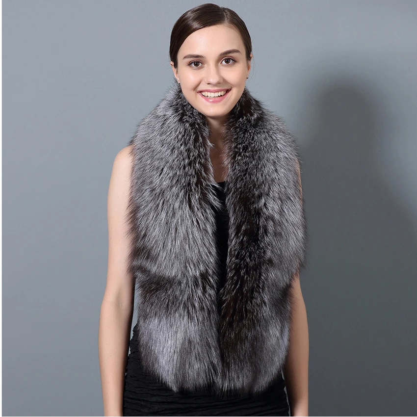 Natural Color Luxury Winter Warm Women Neck Real Fox Fur Scarf CX-S-28D