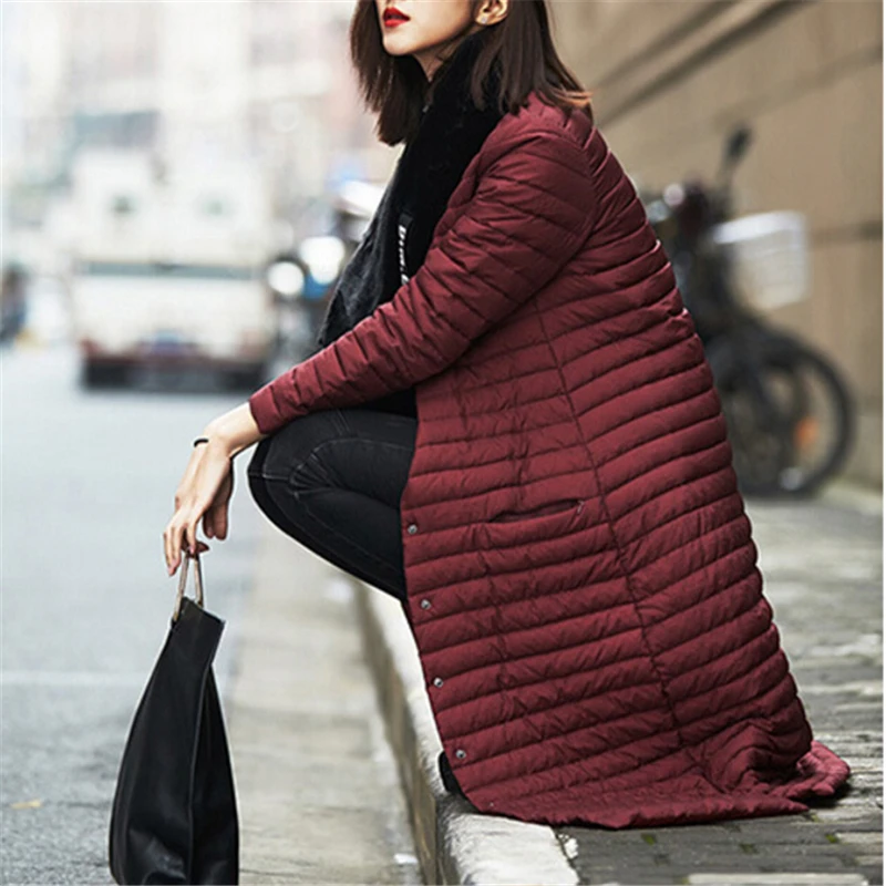 2020 New Fashion Korean Version Of The Long Section Of Thin Knees Down Jacket Winter Coat Women Straight DP030